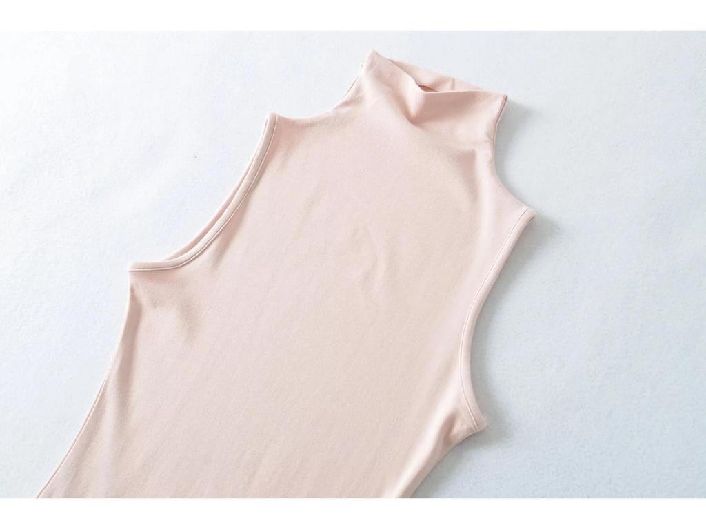 2025 Women's European & American Style High Neck Sleeveless Tank Dress - Sexy, Hip-Hugging Fit