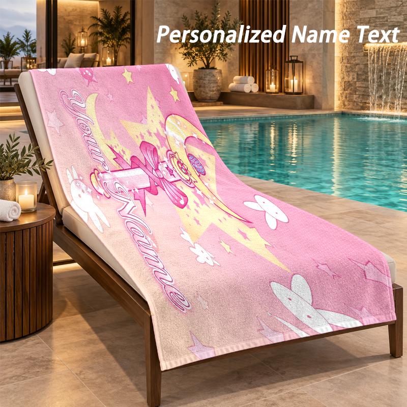 Sailor Moon Custom Name Beach Towel Large Soft Towel for Indoor Bathroom Outdoor Beach