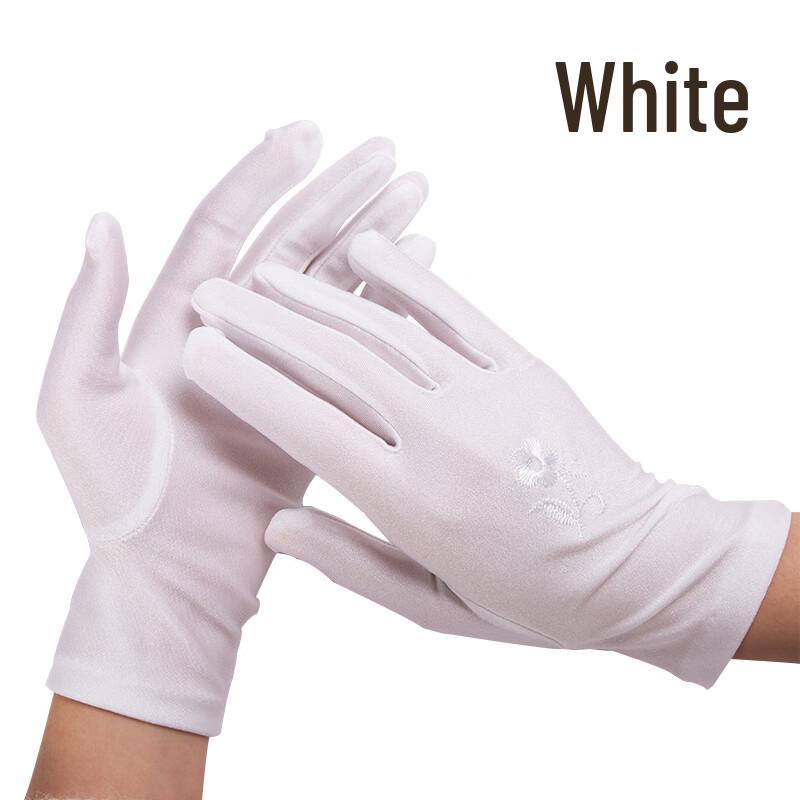 MOLUONA Белые вышитые спандексные перчатки