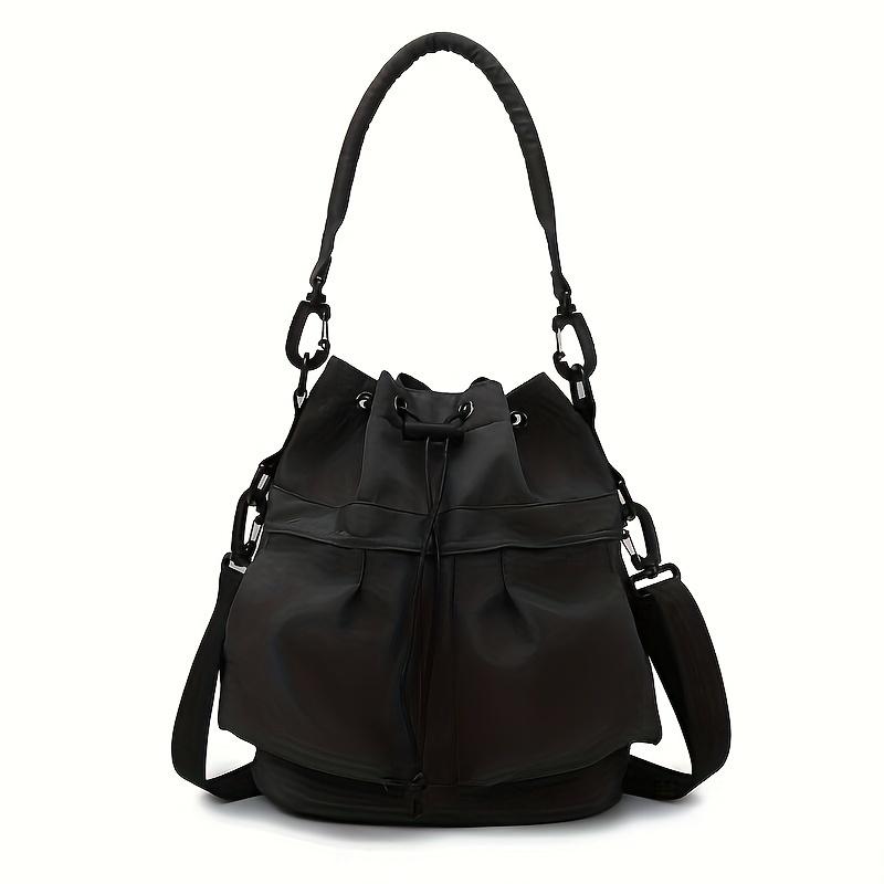 

Women S Casual Dual-Purpose Shoulder Bag, Multifunctional Large-Capacity Crossbody Bag, Drawstring Tote, Everyday Commuting Bag for Wallet And Phone чёрный