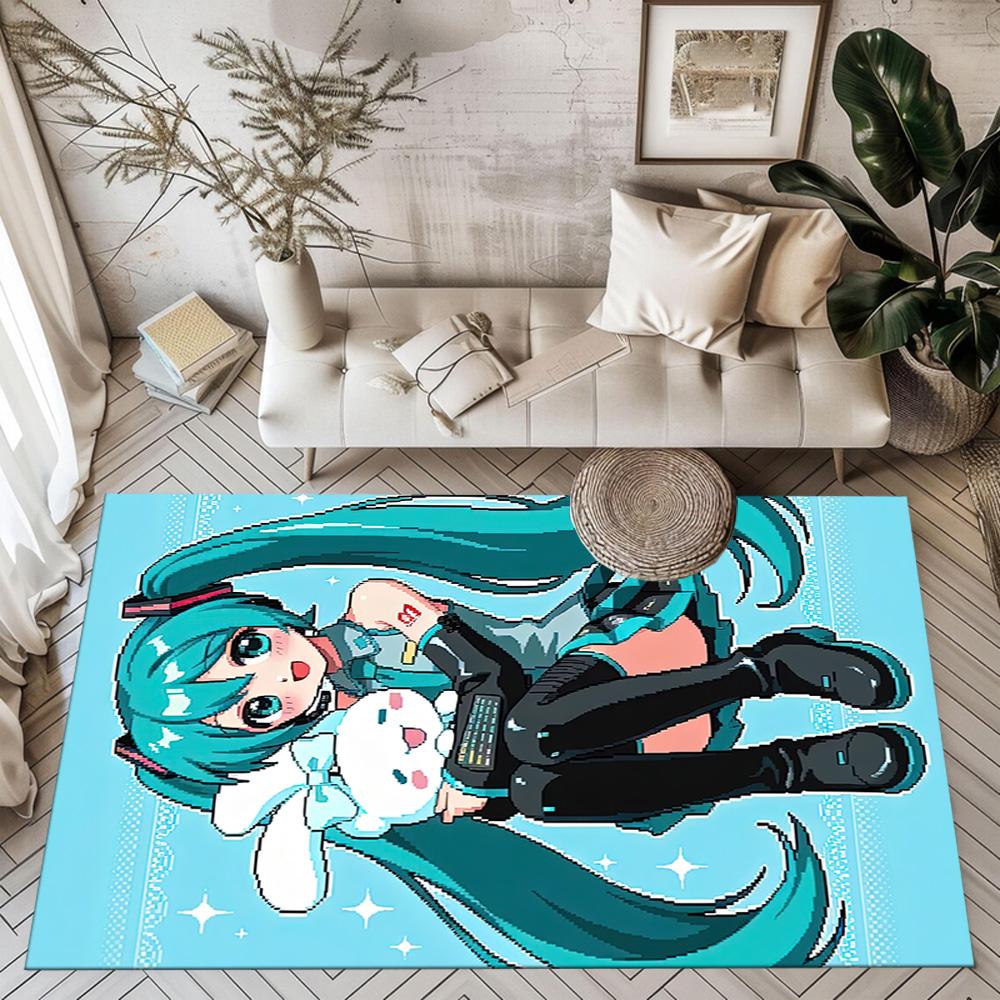 Hatsune Miku Style Square rugs are a great choice for living rooms, bedrooms, home décor, and as gifts.