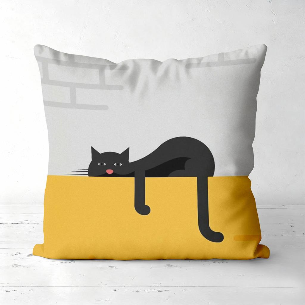Cute Black Cat Patterned Cushion Covers for Home Polyester pillowcase, sofa decorative cushion cov Headboard Pillow