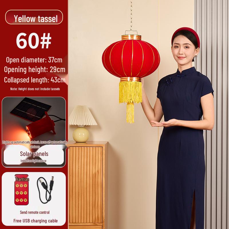 2026 Solar Red Lanterns Pair for Outdoor Courtyard and Main Entrance Balcony