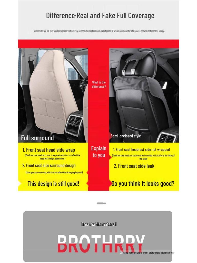 Seagull Car Seat Cushions (Models 23/24) - All-Season Linen Covers for New Energy Vehicles, Full Coverage.