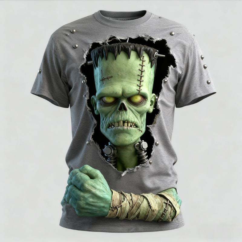 Summer T-shirt Halloween Elements Zombie Horror Party Adult Oversized Women's Mens Children's