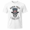 Born Free Skull with Uncle Sam Hat White T-Shirt,Patriotic 1776 Tee