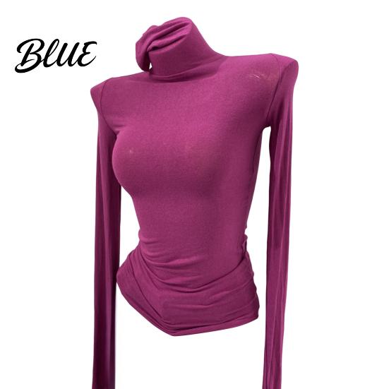 Slim Fit Tops Women High Collar Long Sleeve Base Shirt Elastic Solid Color Autumn Winter Breathable