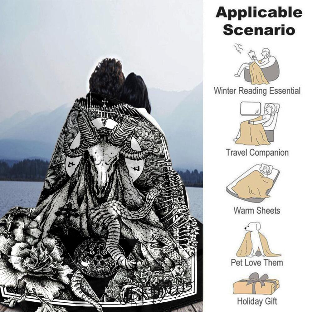 Satan Print Flannel Blanket High Quality Warm Comfortable Cover for All Seasons Perfect for Gifts Home Decor