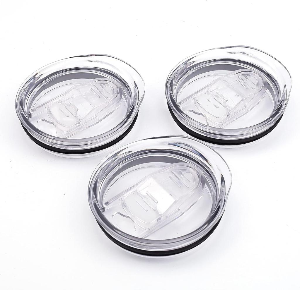 20-ounce water cup replacement thin lids (3-pack), 2.7-inch cup mouth, non-slip silicone leak-proof sliding lids compatible with multiple brands