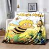 La Abeja Maya Cartoon Flannel Blanket, Cute Maya The Bee Print Warm Sofa Throw Blanket, Kids Bedroom Decor Gift For Maya Bee Anime Fans