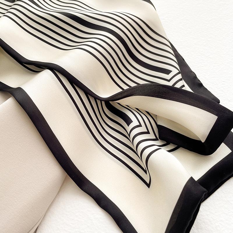 Lenço longo de seda listrado para prender o cabelo de mulher de escritório