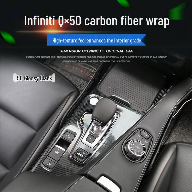 18-20 Infiniti QX50 Wnętrze Naklejka z włókna węglowego odporna na zarysowania na drzwi