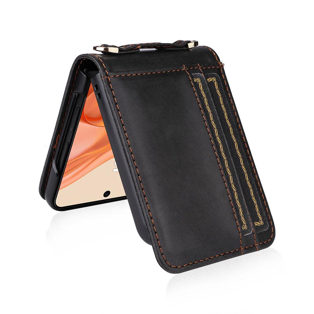 Für Motorola Razr 50 5G/Razr 2024 5G Hülle Kartenfächer Leder Handyhülle mit Trageband