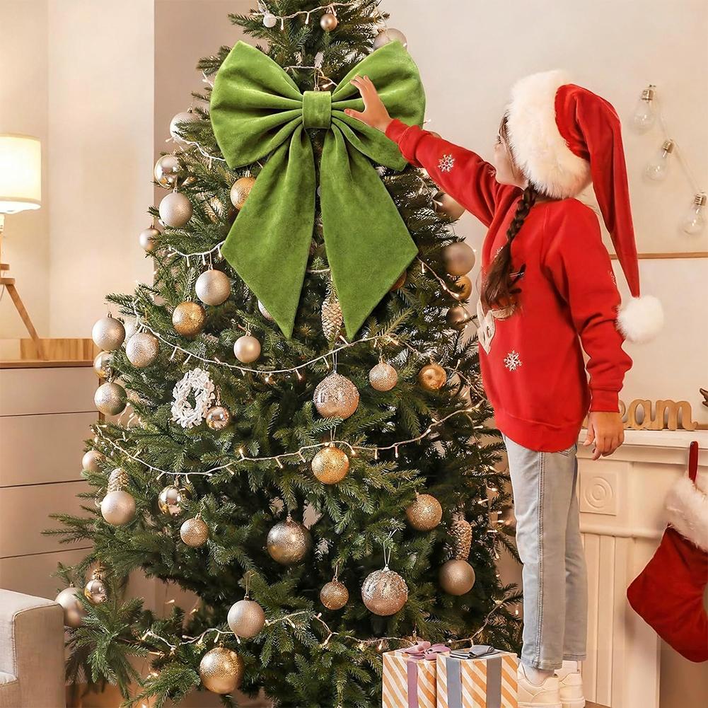 Christmas Pendant Red/Green Velvet DIY Bows High-end Xmas Ornaments Accessories Christmas Decorate Home TreeHanging W0R5