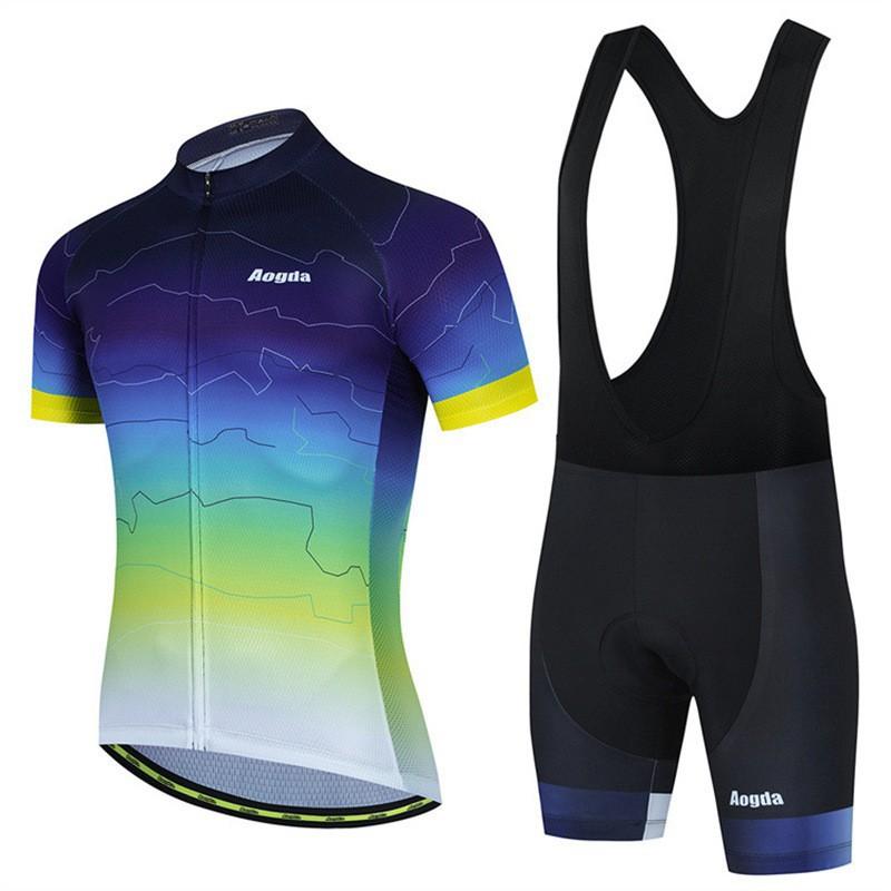 AOGDA New Men s Bicycle Riding Suit Short-sleeved Strap Breathable Clothes XL