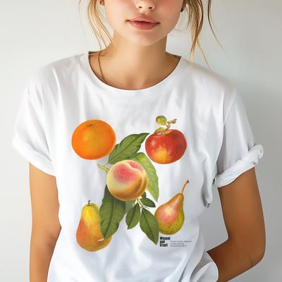 #26 Vintage Fruit T-Shirt - Classic White Tee with British Fruit Illustration -