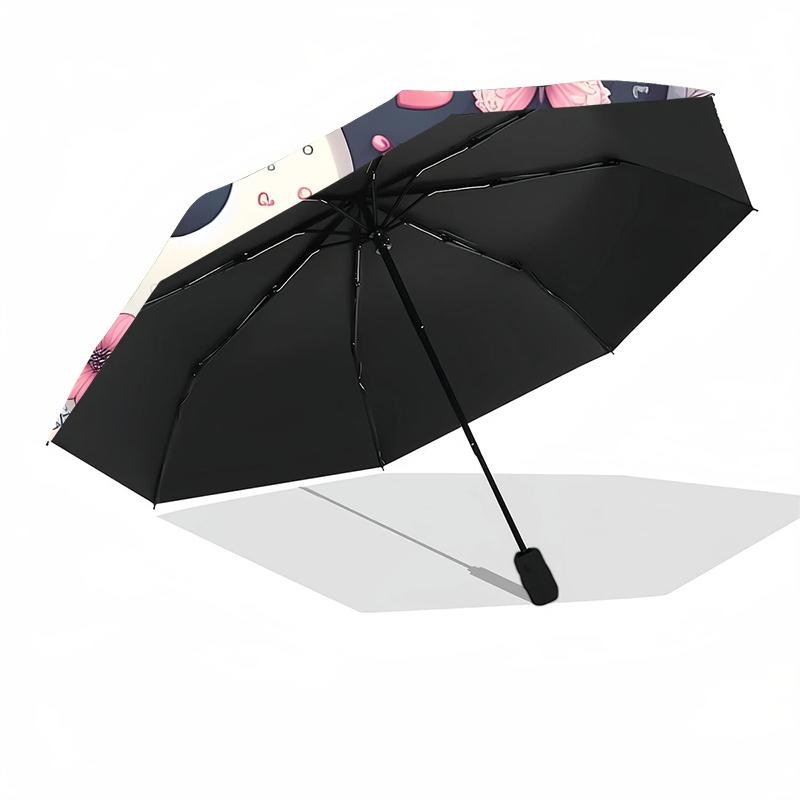 1pc Sturdy 8-Bone Auto Umbrella, Bagua Formation Butterfly Umbrella, Digital Printed, Foldable Umbrella for On-the-Go Outdoor Use
