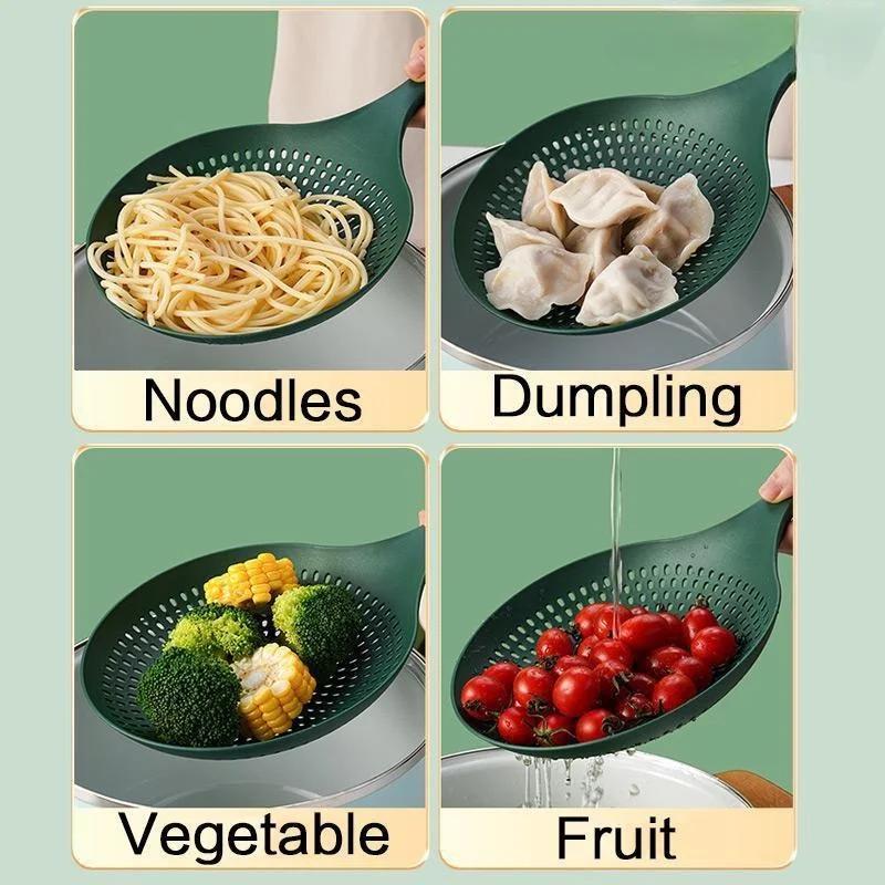 Large Scoop Colander Strainer Plastic Heat-Resistant Pasta Spoon Food Drain Shovel for Cooking and Baking Slotted Strainer