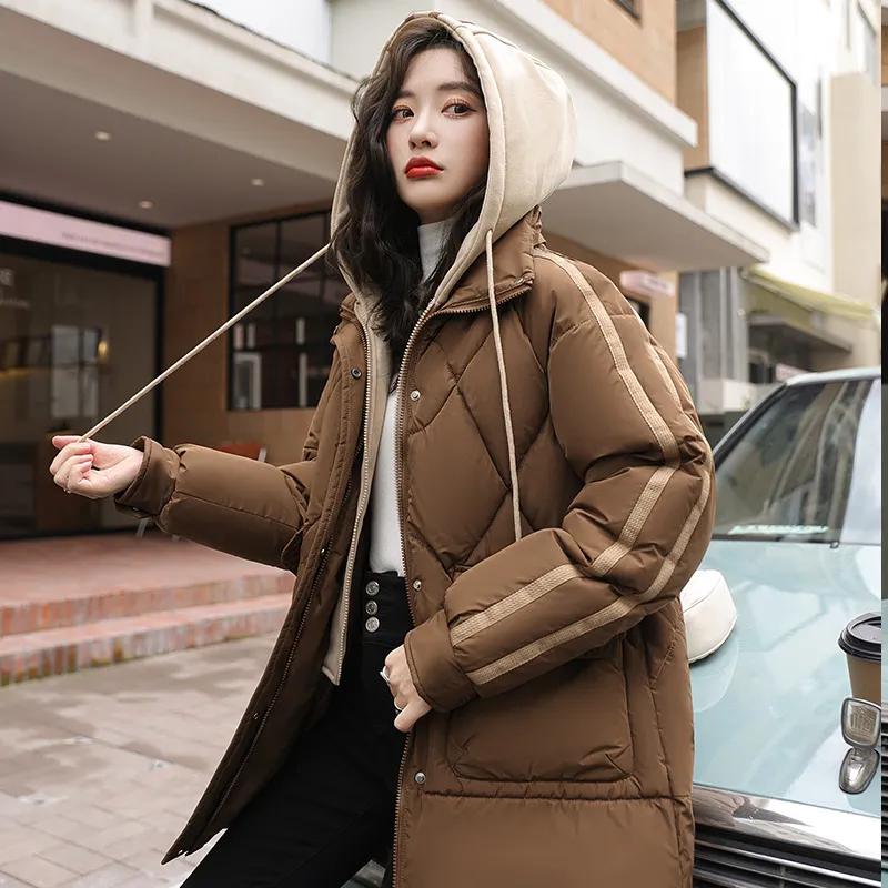 Ropa de Invierno a Juego Chaqueta Gruesa Acolchada de Plumón de Talla Grande para Mujer Chaqueta Acolchada Cálida de Largo Medio Chaqueta Acolchada Chaqueta