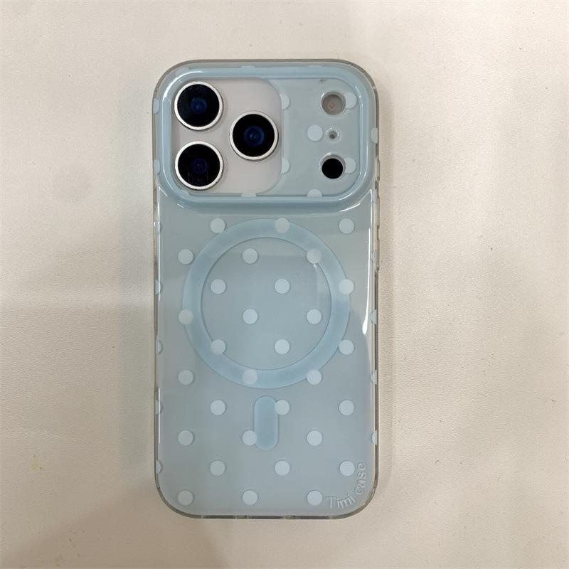 Magnetic Polka Dot Phone Case for iPhone 17/16 Pro Max/15/14 - Japanese Korean Design