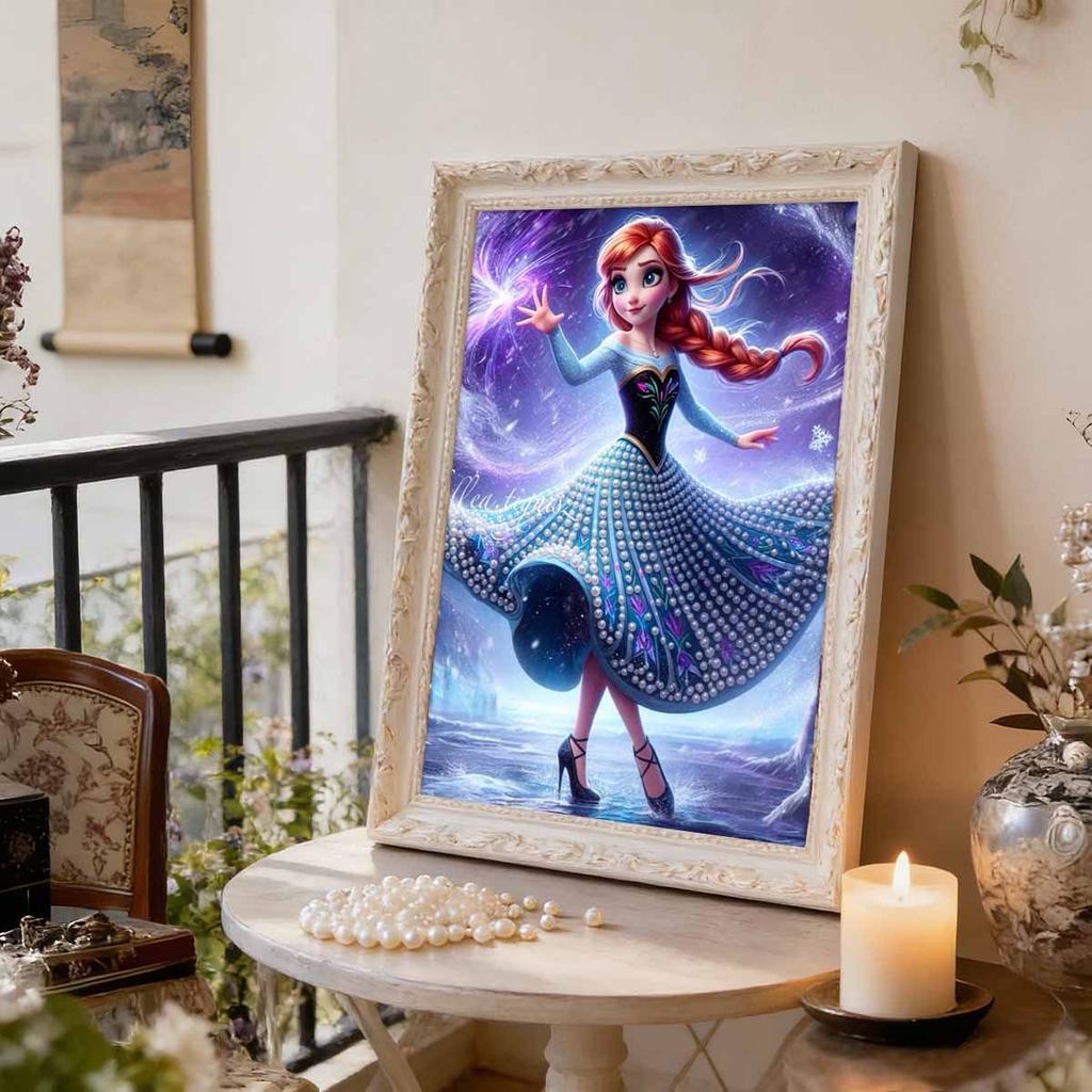 Starry Magic Anna New Pearl-Inlaid Frameless Art | Handmade Pearl Craft, Starry Magic Theme, for Frozen Chic Home Decor & Birthday Gift Option