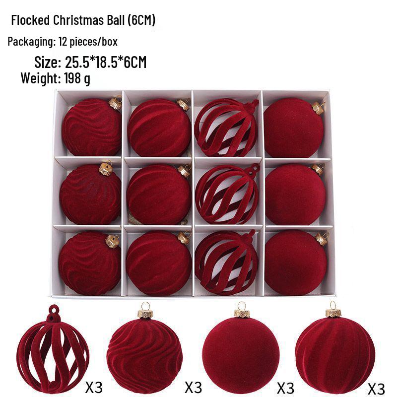 Colorful 6cm Cross-Border Christmas Ornament Balls – Flocked Hanging Decorations