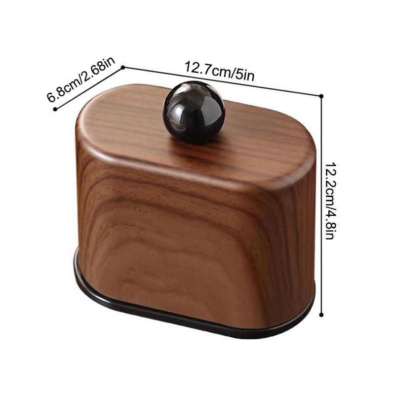 

Walnut Grain Toothpick Holder With Dividers, Multi-Compartment Desktop Organizer For Toothpicks , Floss & Cotton Swabs