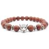 Gold Sandstone Leopard Head Alloy Bracelet