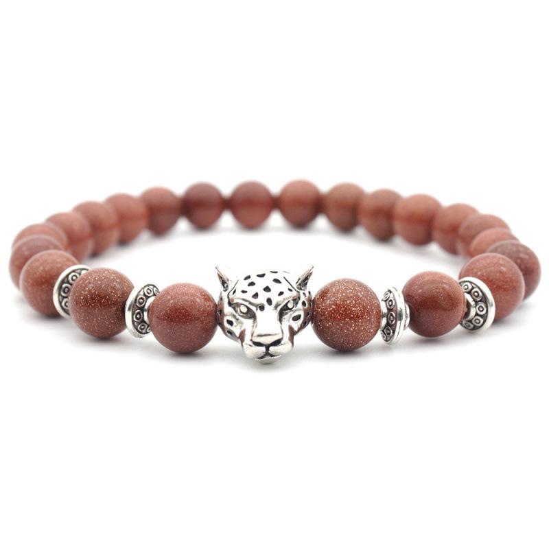 

Gold Sandstone Leopard Head Alloy Bracelet серебряный