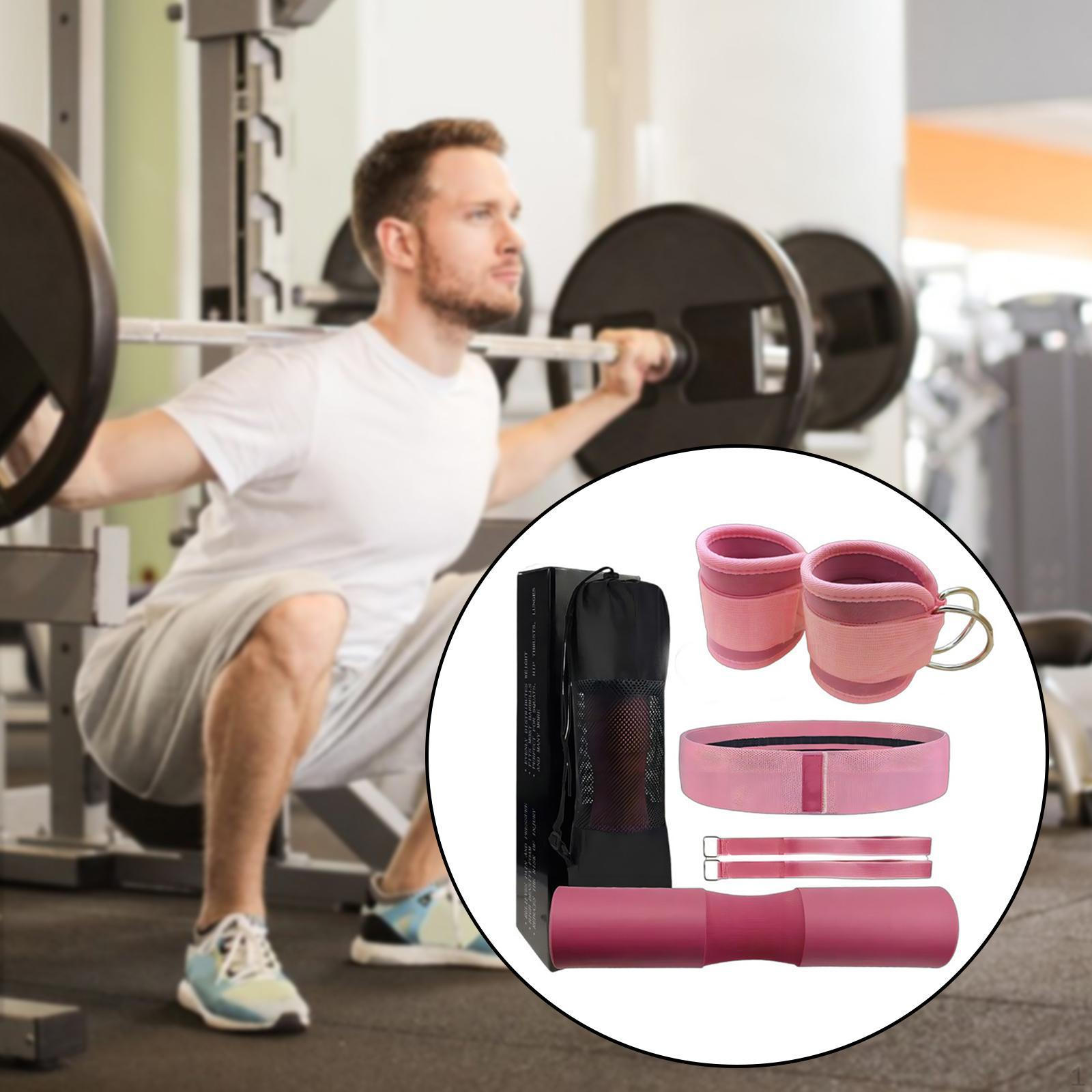 

Barbell Pad Set for Squat Neck Shoulder with Resistance Band Anti Slip 2 Gym Ankle розовый