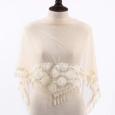 Solid Color Lace Hollow Tassel Triangle Scarf Embroidery Women Headscarf Female Spring Summer Shawls Scarves Floral Scarf