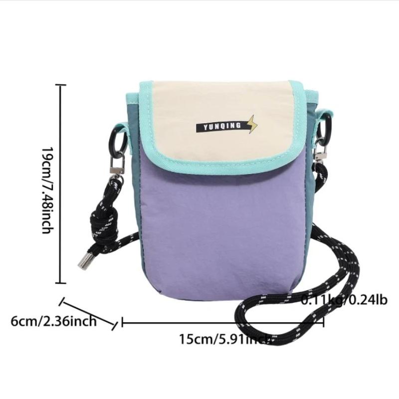 Nylon Crossbody Bag Mini Patch Color Block Design for Women Men Compact Phone Purse for Outdoor Events Travel