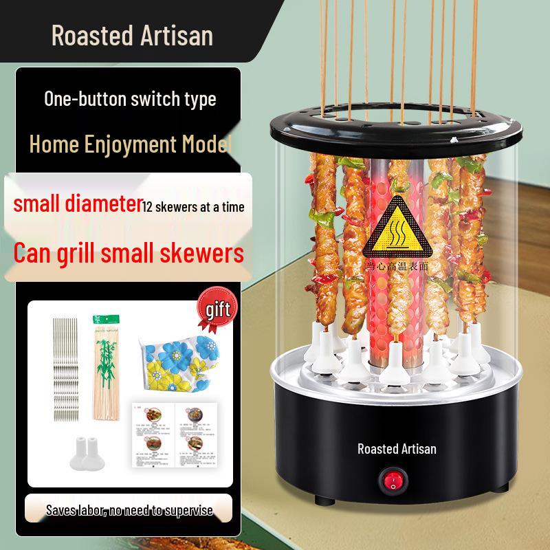 2025 Smokeless Electric BBQ Skewer Machine: Automatic Rotating Indoor Grill for Lamb and More