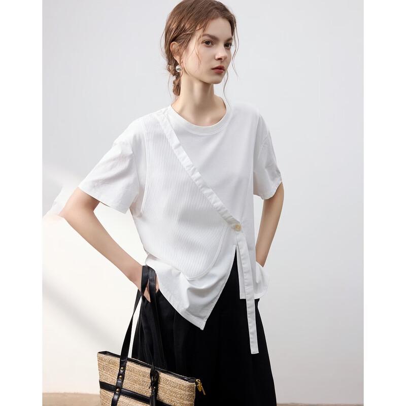 

Demana Women s Summer Oblique Placket T-shirt S