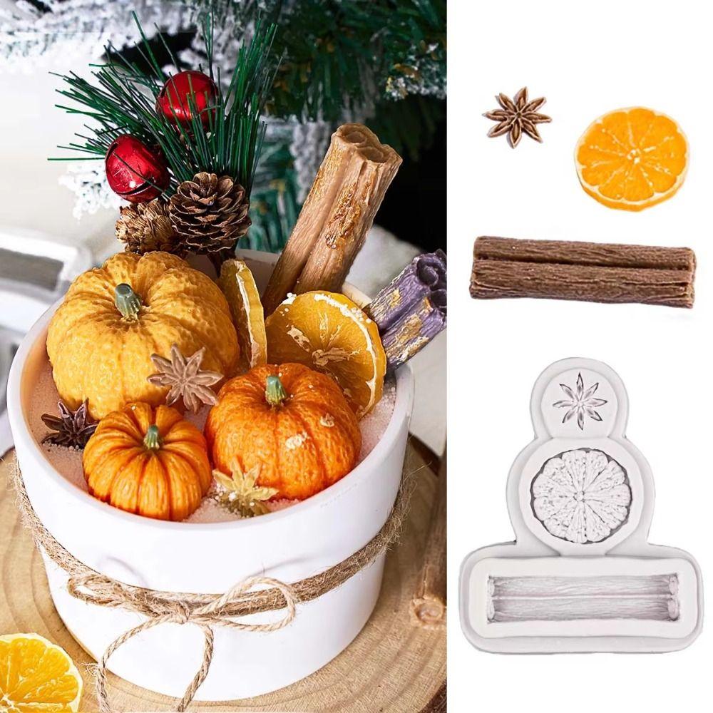 Lemon Design 3D Silicone Mold Star Anise Pattern Cinnamon Shape Christmas Mold Reusable Nuts Texture Cupcake Mold Candy Making