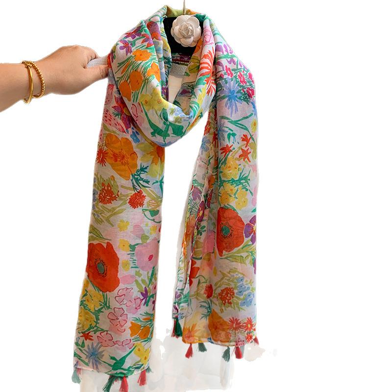 Women Thin Lightweight Versatile Long Scarf Dual Use Sunscreen Travel Shawl