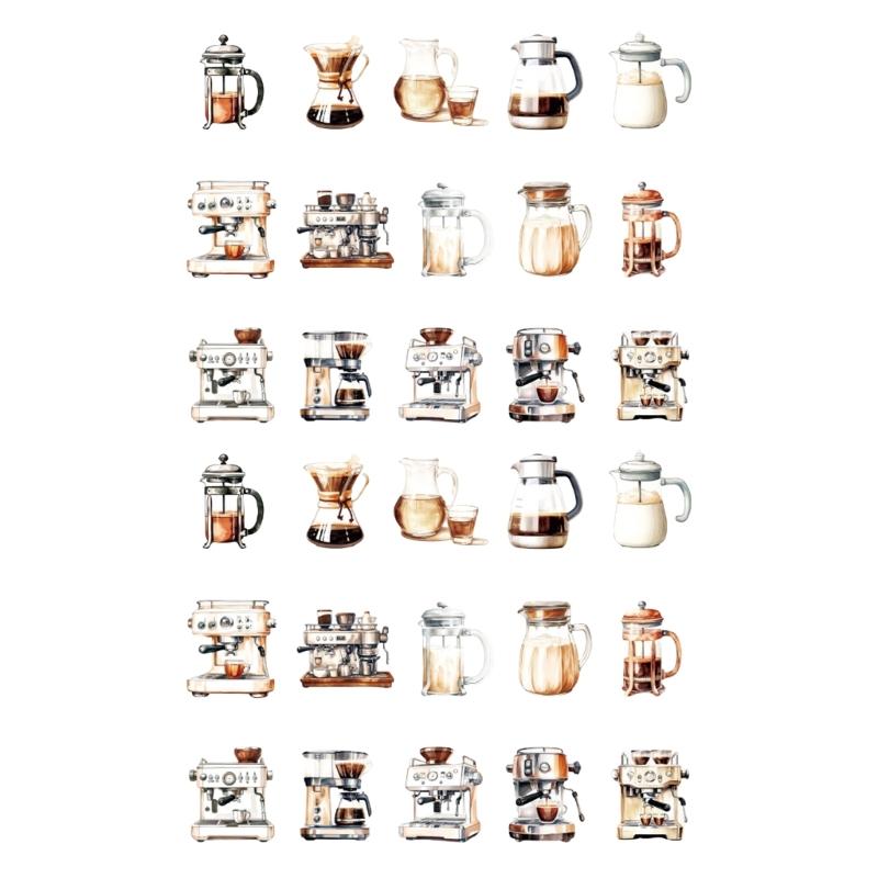 

30 Sheets Coffee Girl Character Sticker Scrapbooking Sticker Laptop Decal Sticker Coffee House Series Decorative Sticker