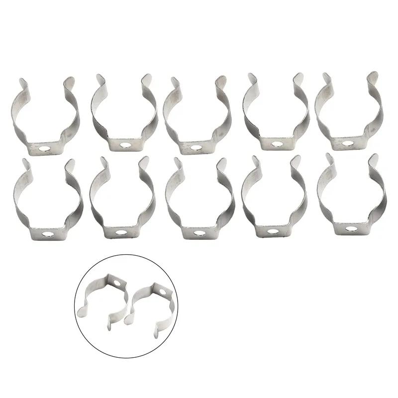 10pcs Clips Tool Holder Clips Courtyards Manganese Steel Replacement SPRING TERRY Clips Silver Professional Tool For Garages