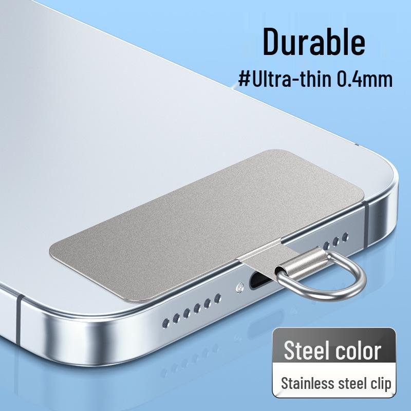 Ultra-Thin Stainless Steel Rotating Phone Lanyard Clip with Anti-Lost Sticker