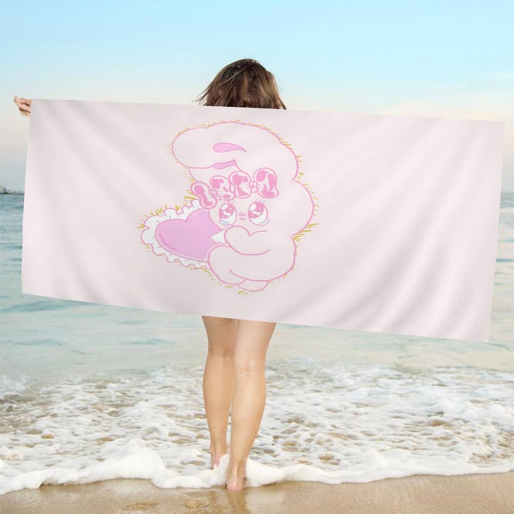 E-Esthers Bunnys Cartoon Microfiber Printed Beach Towel Mountain Climbing Yoga Beach Swimming Running Absorbent Soft Towel