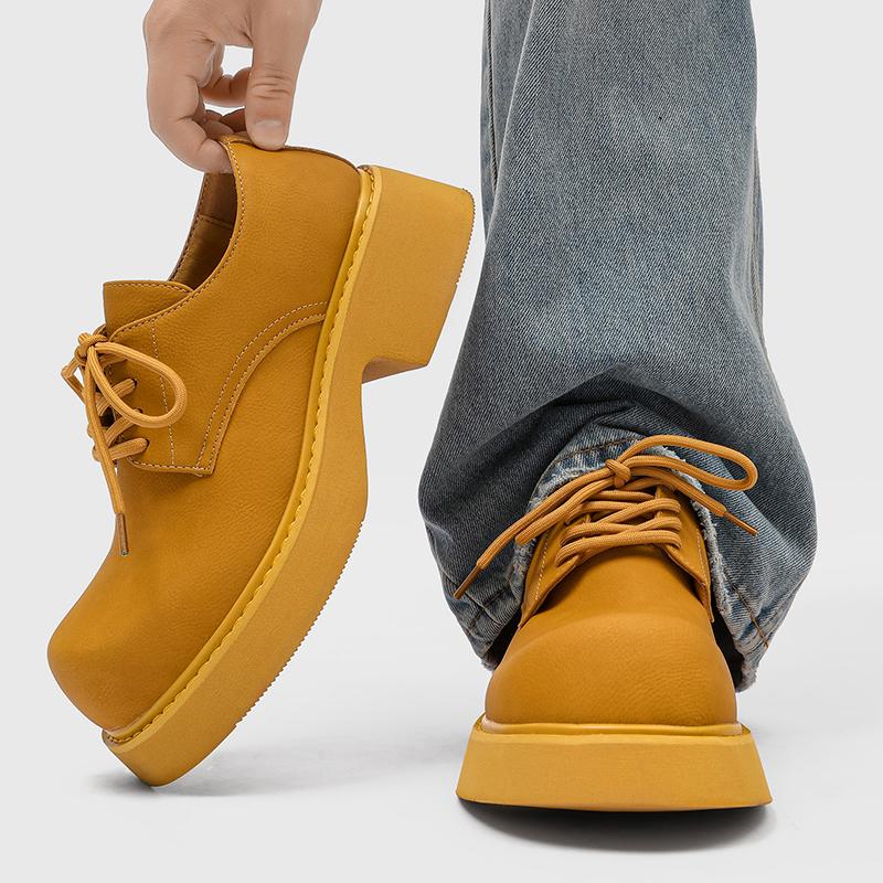 Fashion Fashion Men's Thick Soled Shoes Retro Casual Style Office and Leisure Party High Quality Daily Shoes Derby Dress 38-46 Lace-up