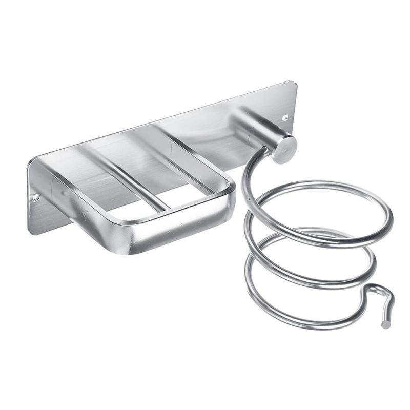 

Спиральный настенный органайзер для хранения фена, стойка-держатель, вешалка для использования в ванной, салоне, инструменте для стилиста, сушилка для фена China серебряный