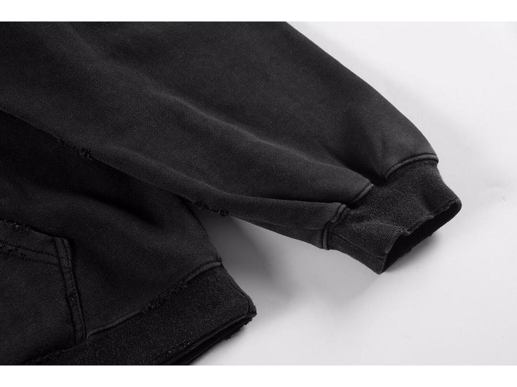 ERD Melancholy Blue Gradient Loose Washed Distressed American Style Hoodie