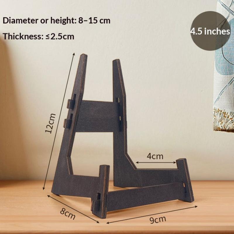 Brown Wooden Display Stand Desktop Display Stand Vintage Wooden Plate Stand Multi-Purpose Picture Display Holder For Home Decor