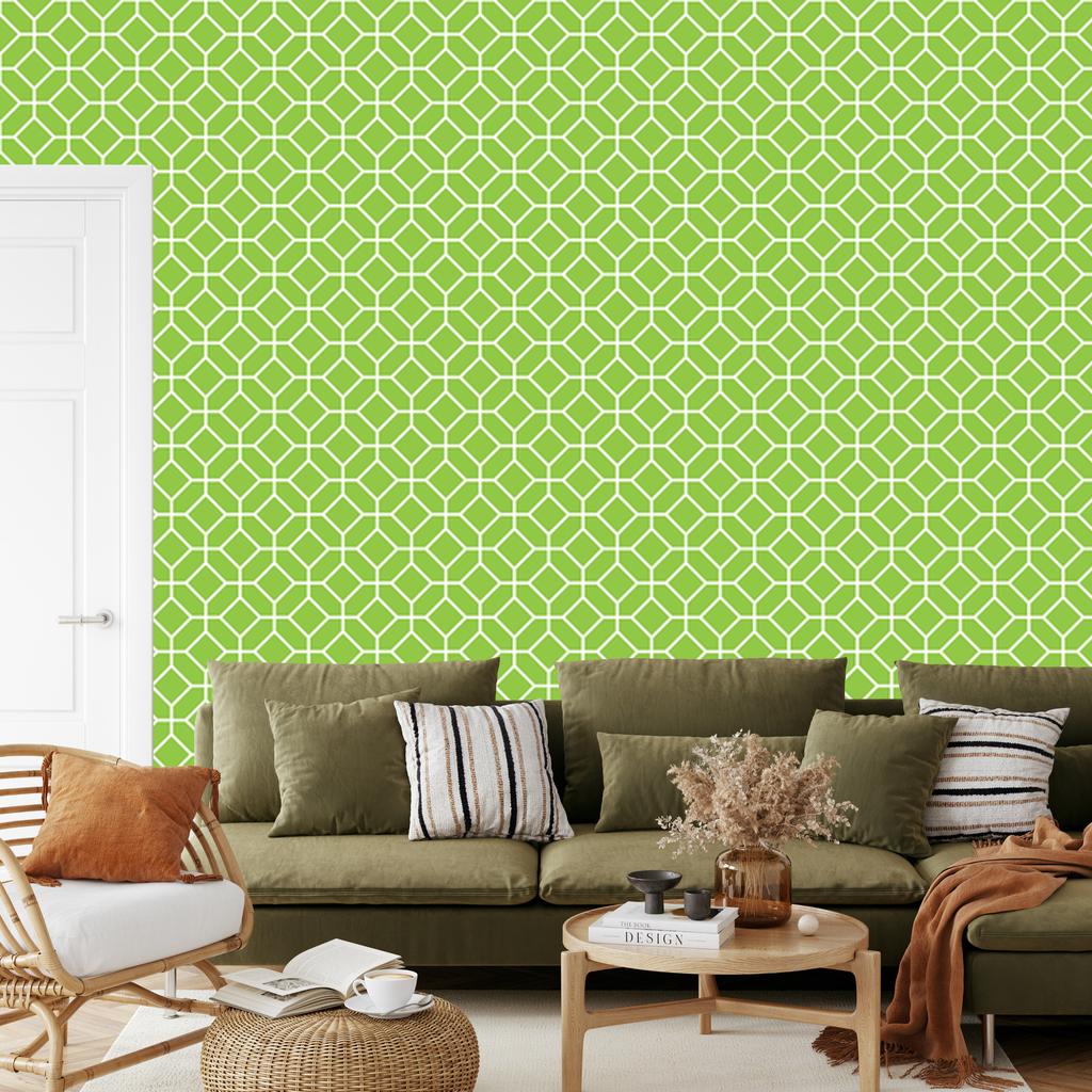 Lime Geometric Pattern Wallpaper for Living Room and Bedroom 50x1000