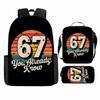 Nummer 67 Plants VS Brainrot Steel Brainrot Merchandise Rugzak Crossbody Tas Etui 3-delige Set Rugzak Crossbody Etui