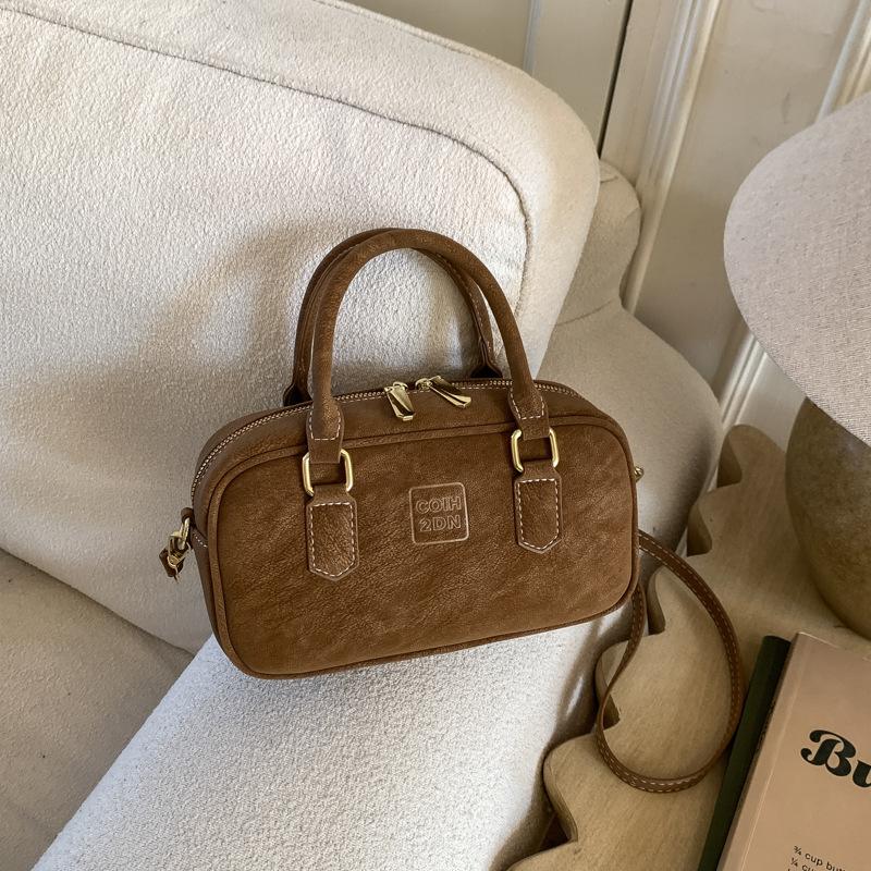 Bag Women's Handheld Winter New Simple Small Square Bag Bowling One Shoulder Retro Fashion Messenger Bag