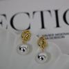 Gold-Plated Brass Knot Round Ball Earrings with 925 Silver