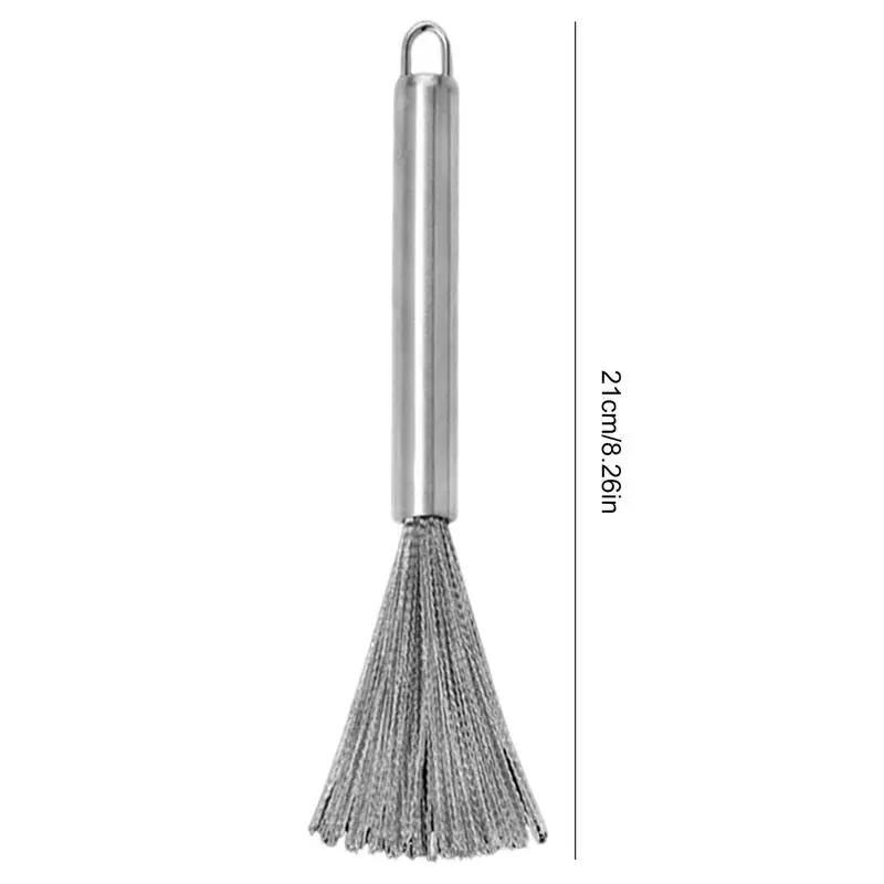 21cm Stainless Steel Pot Pans Scrubber Brush Long Handle Multifunctional Cleaning Brush Hanging Washing Tool for Kitchen Sink