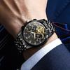 OLEVS Mechanical Automatic Watch with Moon Stylish Skeleton Luminous Hands Men's Phase, Design, Waterproof,